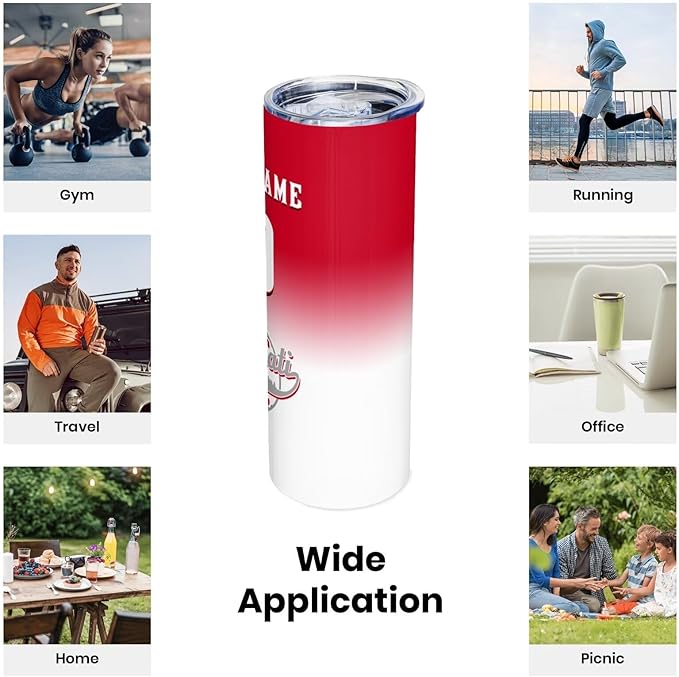 Custom Tumbler Stainless Steel Cup Personalized Baseball Vacuum Insulation Travel Mug Add Your Name Number Fans Gift for Baseball Fans