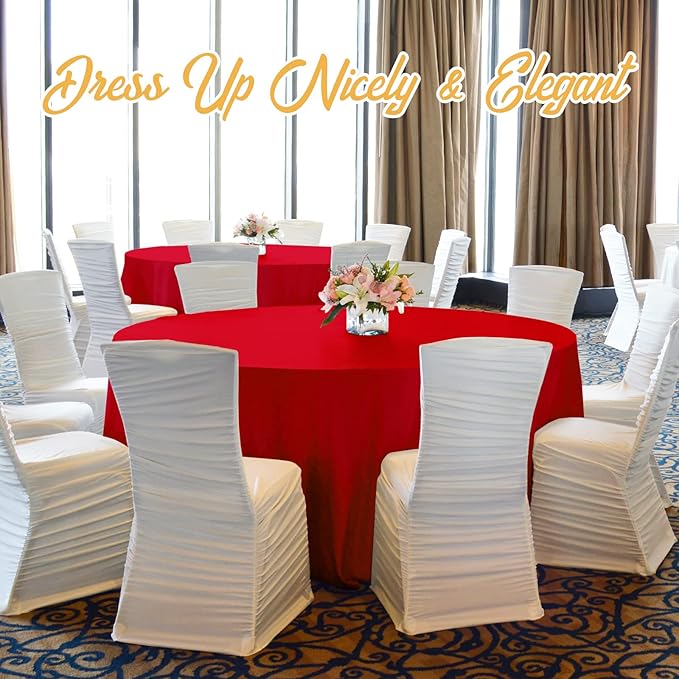 BRILLMAX 6 Pack Red Round Tablecloths 132 Inch - Circle Bulk Linen Polyester Fabric Washable Table Cloth Cover for Wedding Reception Banquet Birthday Party Buffet Restaurant