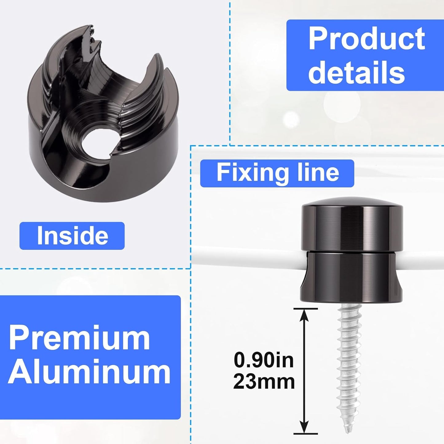 5 Sets Charger Holders for Cords, Black Adjustable Cable Anchor Holders, Adhesive Metal Cord Clips, Cable Management Wire Organizers for Desk, Office, Nightstand