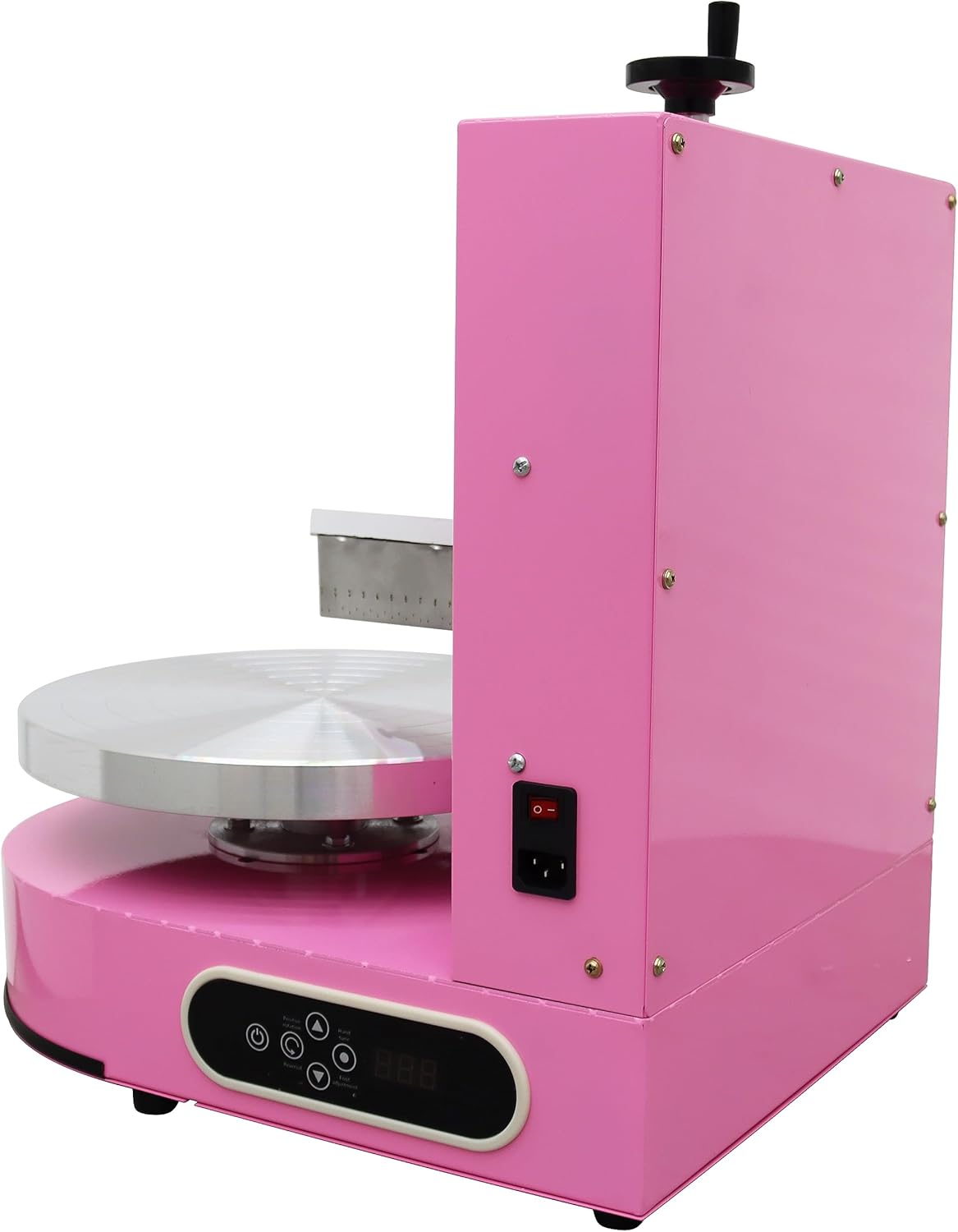 TECHTONGDA Cake Decorating Coating Machine Cream Spreading Automatic Frosting Turntable with Graduated Scraper 60-320RPM Rotating Speed for 6-14inch Cakes Pink