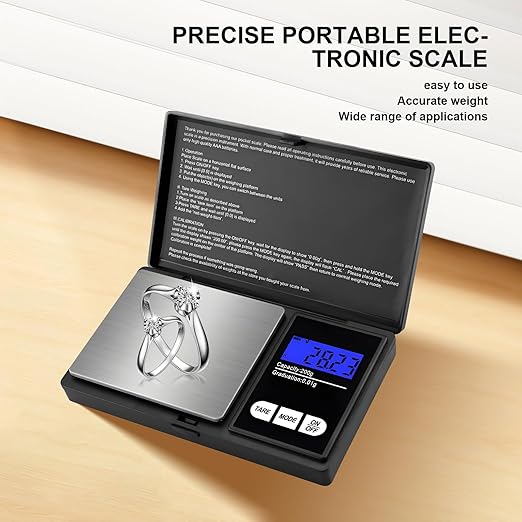 Digital Small Scale 200g/0.1g Accuracy Gram and Ounces Scale for Jewelry, Powder, Coin, Food Kitchen Pocket Scale with Tare, Backlight Display, Auto Shutoff