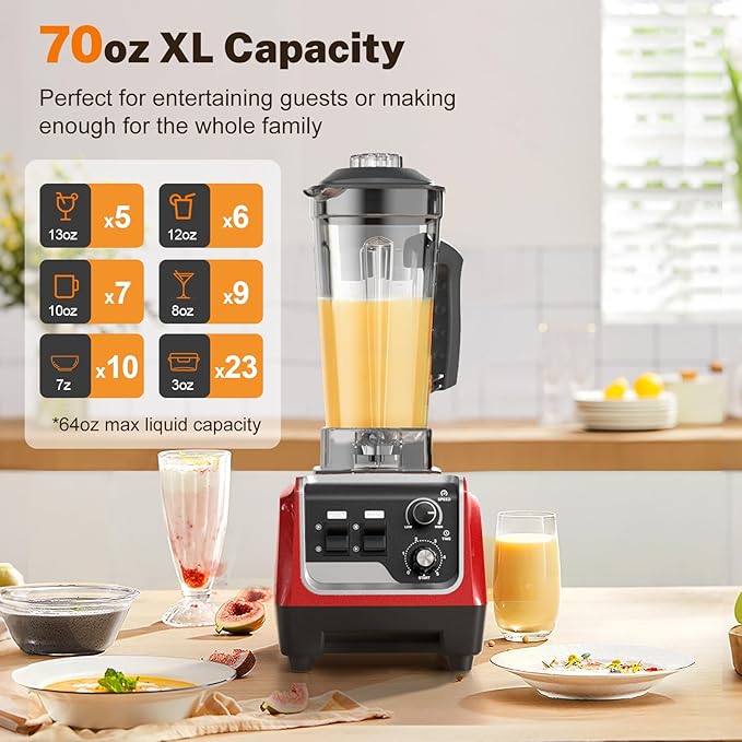 Blenders for Kitchen Powerful 1800 Watt Motor Smoothie Blender 70 Oz Large Capacity and BPA-Free Containers with To Go Cup, Countertop Blender for Smoothies, Ice Crushing & Frozen Drinks