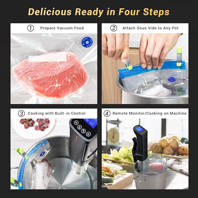 INKBIRD WIFI Sous Vide Cooker ISV-100W, 1000 Watts Sous Vide Machine Immersion Circulator with 14 Preset Recipes on APP & Calibration Function, Thermal Immersion, Fast-Heating with Timer