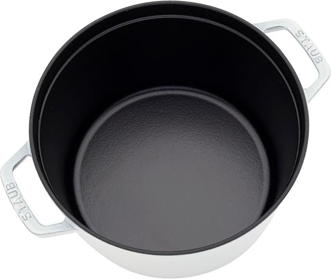 Staub Cast Iron 7-qt Round Cocotte - White Truffle, Made in France