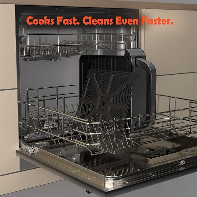 PULZO 7.4 Qt Large Air Fryer, 13IN Large Pizza Airfryer, 12-IN-1Smart Digital Fryer with Basket, 166° Viewing Window, 8 Airfryer Presets, Roast, Bake, Broil, Reheat, Dehydrate, Automatic Shutdown