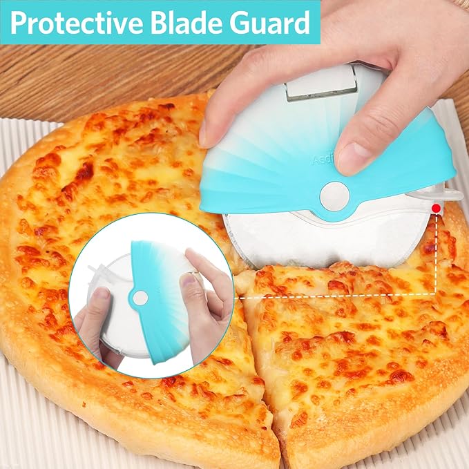 Pizza Cutter Wheel with Protective Blade Cover, Detachable and Dishwasher Safe