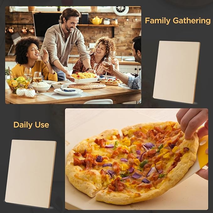 Pizza Stone for Oven and Grill, Heavy Duty Cordierite Baking Pan, Rectangular Baking Stone for Bread, Cookie,16x14 Inch