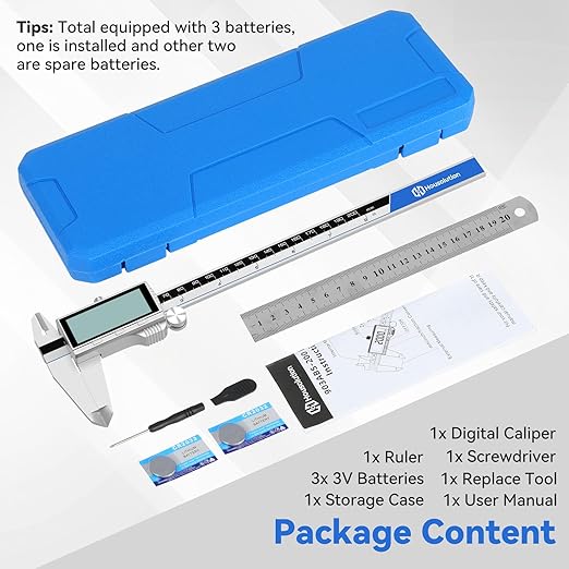 Housolution Digital Caliper, 8Inch Caliper Measuring Tool with Large LCD Screen, Inch/MM Switch, 4 Measuring Ways, Stainless Steel Micrometer Vernier Caliper with Splashproof Screen for Woodworkers