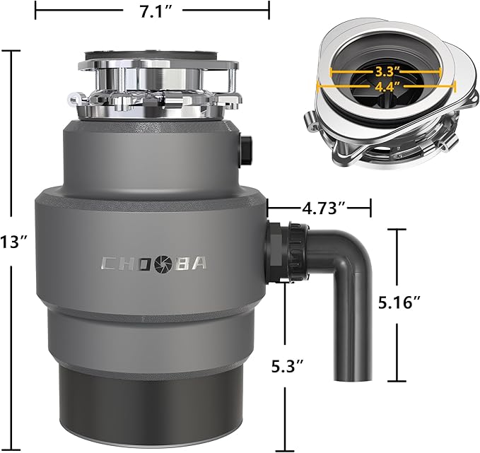 Garbage Disposal 3/4HP, Food Waste Disposal Continuous Feed, Garbage Disposal with Power Cord