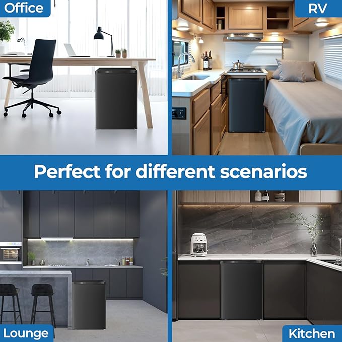 2.56 Cu.ft Compact Refrigerator with Reversible Single Door, BLACK