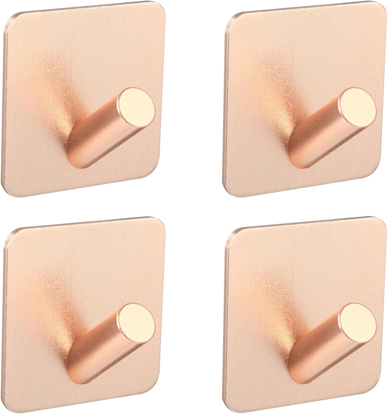 Aluminum Wall Hooks, No Drill Damage-Free Adhesive Hook, Product for Hanging Heavy Duty for Bathroom Kitchen Home (Slanting Square Rose Gold Hook, 4)