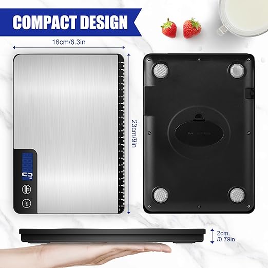 Large Food Scale Digital 15kg, Kitchen Scales with Customized Auto Shut Off Time Setting 3, 10 & 60 Mins, Weight Balance with 1g Accuracy and LCD Display, Grams and Oz for Home Use