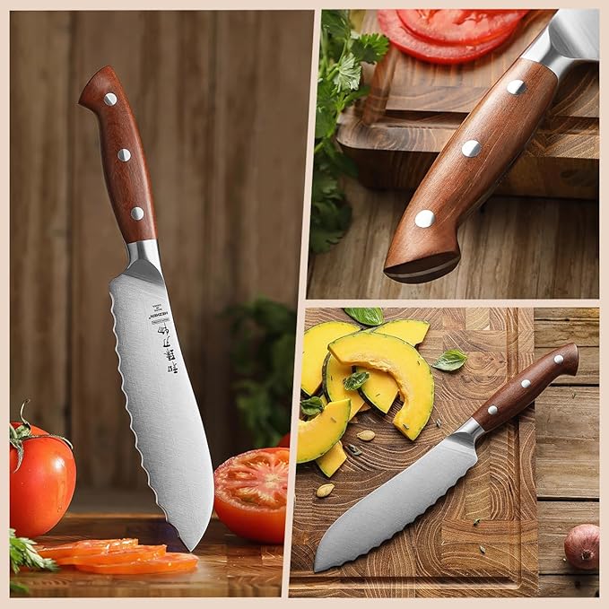 HEZHEN 6.1 inch Tomato Slicing Knife – Germany 1.4116 Stainless Steel Serrated Blade,with Full Tang Handle