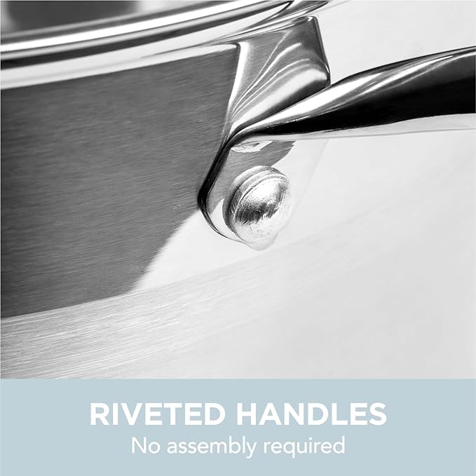 Alpha Living SP-08G Stainless Steel Pot with Capsule Bottom – Induction Compatible 8Qt Pot with Lid – Tri-Ply Ultra-Thick Bottom – Ideal for Spaghetti, Cooking, Canning, Boiling