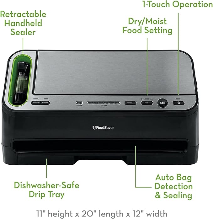 FoodSaver V4400 2-in-1 Vacuum Sealer Machine with Automatic Vacuum Sealer Bag Detection and Starter Kit