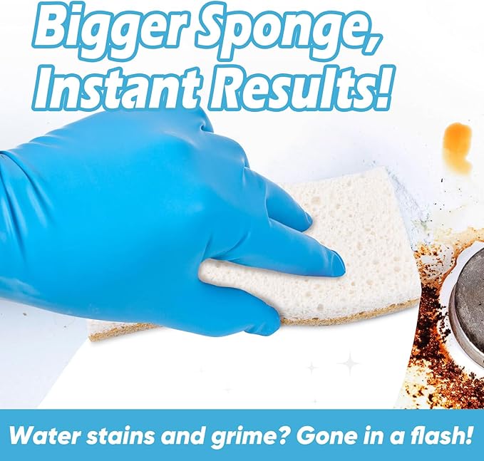 AIDEA XL Scrub Sponges Non-Scratch, 12Count, Large Natural Sponge for Non Stick Cookware, Sponges Kitchen, Cellulose Cleaning Sponge for Dishes, Kitchen, Bathroom, Household