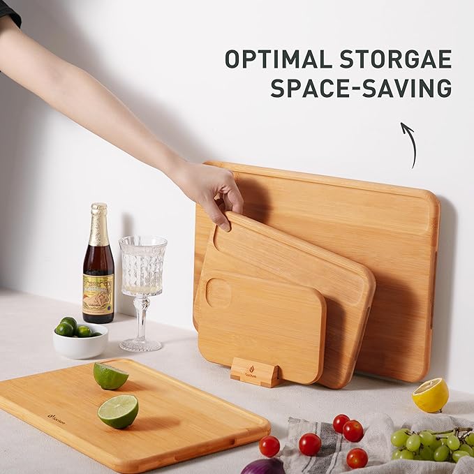 4 Packs Bamboo Cutting Board Set with Holder Over Sink Day Gifts Best Mama Mommy Bonus Busy Mom Ever Christmas Xmas Birthday Law Step Stepmom Stepmother Who Have Everything Good Unique Useful Present