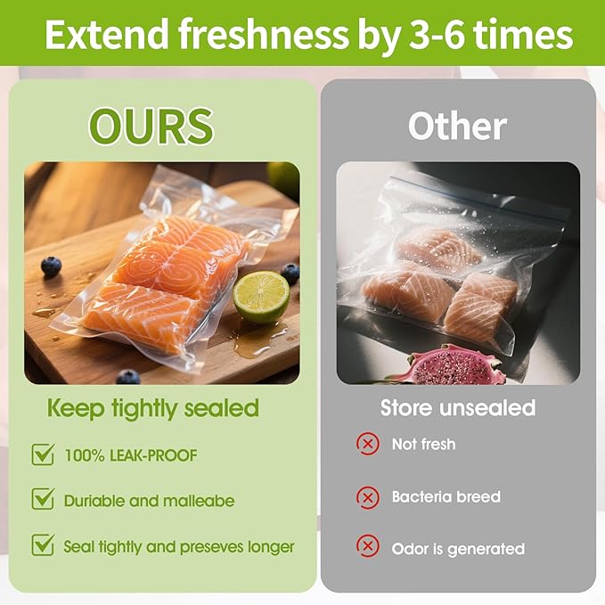 3 Rolls Vacuum Sealer Bags Compatible with Anova & Foodsaver Vacuum Sealer, Commercial Grade Vacuum Sealer Bags (11 in x 16.4 ft) BPA Free Food Vac Bags for Food Storage, Sous Vide