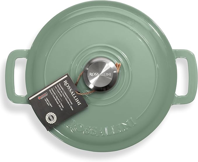 Signature Enameled Cast Iron Dutch Oven, Non-Stick Serving Pot with Tight Fitting Lid for Perfect Roasting, Baking, Sauteing, and Bread Making | 3.5Q (3.3L) - Sage