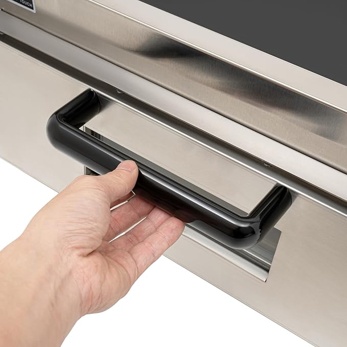 1800W Electric Pizza Oven Indoor Countertop Commercial Pizza Oven Stainless Steel Pizza Cooker w/Pizza Stone 122-662°F Heat Adjustable 0-30min Timer 20L/5.28Gal for Restaurant Home (Black)