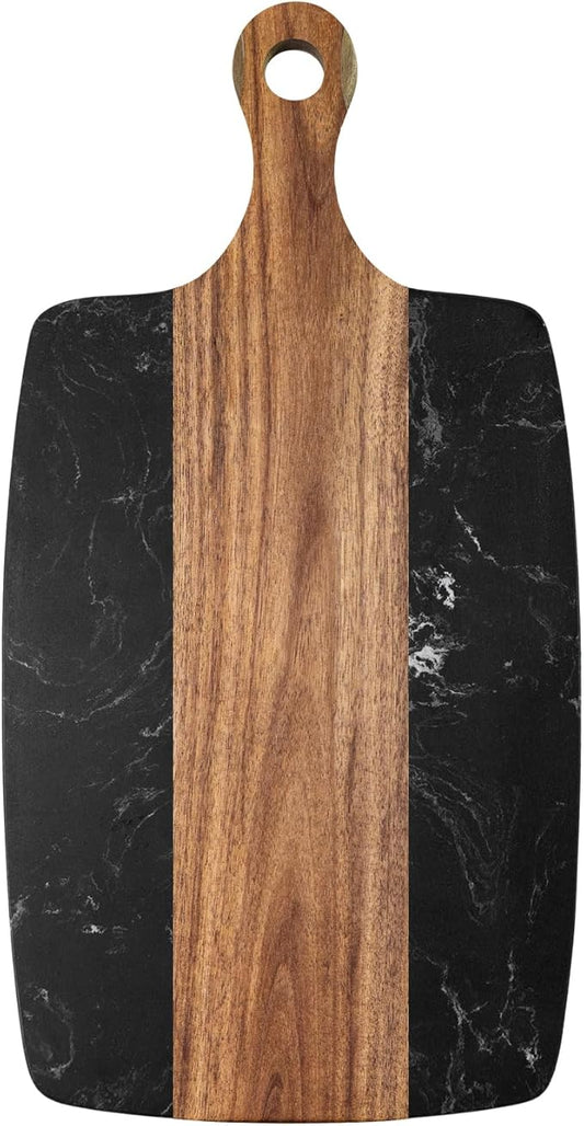 Marble charcuterie board: Acacia wood marble chopping board - suitable for kitchen, great gift for friends (black)