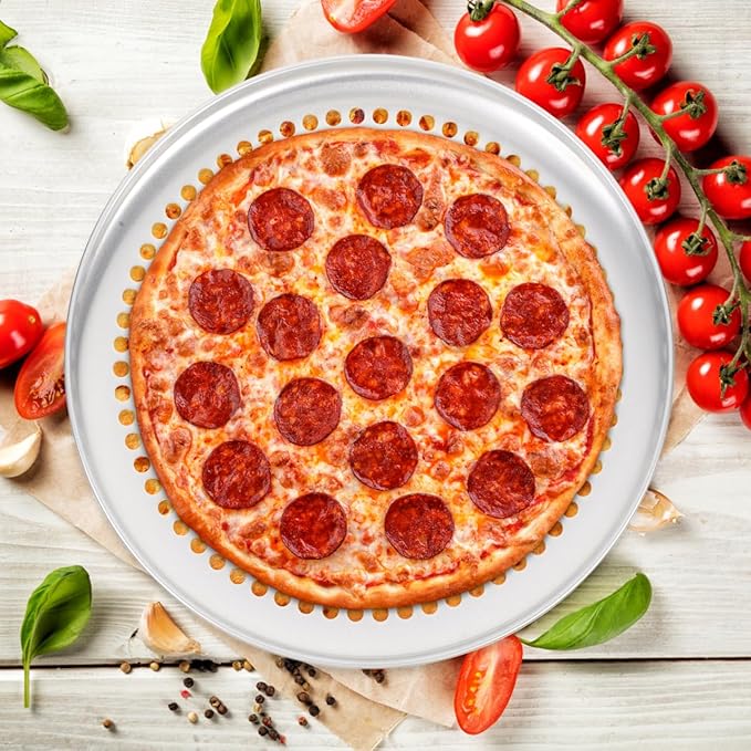 Luxshiny Pizza Pan with Holes 12 Inch Aluminium Alloy Round Pizza Pan for Oven Bakeware Pizza Tray Nonstick Perforated Pizza Crisper Tray Bakeware Cooking Dish for Home Kitchen