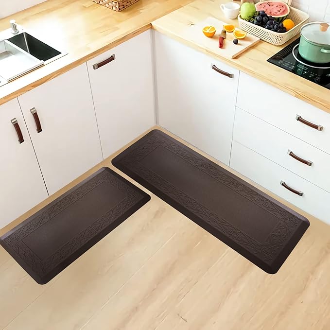 20 x 42 Inch Extra Support Anti Fatigue Comfort Kitchen Mat, Waterproof Long Kitchen Runner, Non-Slip Standing Desk Mat, Commercial Pads for Offices, Home, Garages (Versailles Brown, 20'' x 42'')