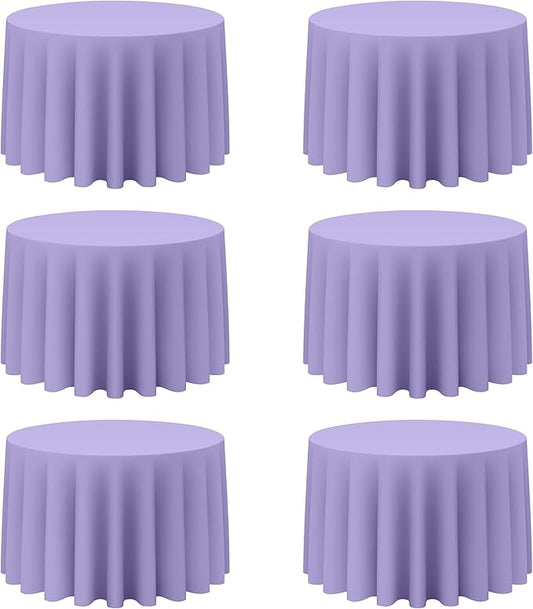 BRILLMAX 6 Pack Lavender Round Tablecloths 108 Inch - Circle Bulk Linen Polyester Fabric Washable Table Cloth Cover for Wedding Reception Banquet Birthday Party Buffet Restaurant