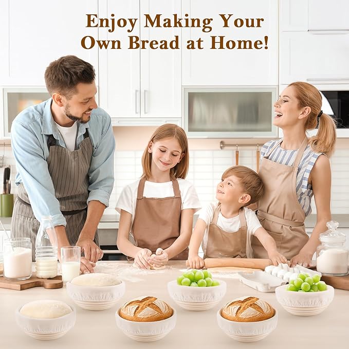 5 Inch Mini Banneton Bread Proofing Basket Set of 6, REMEIT Sourdough Bread Baking Supplies, Small Banneton Basket Proofing Baskets for Sourdough Bread Baking