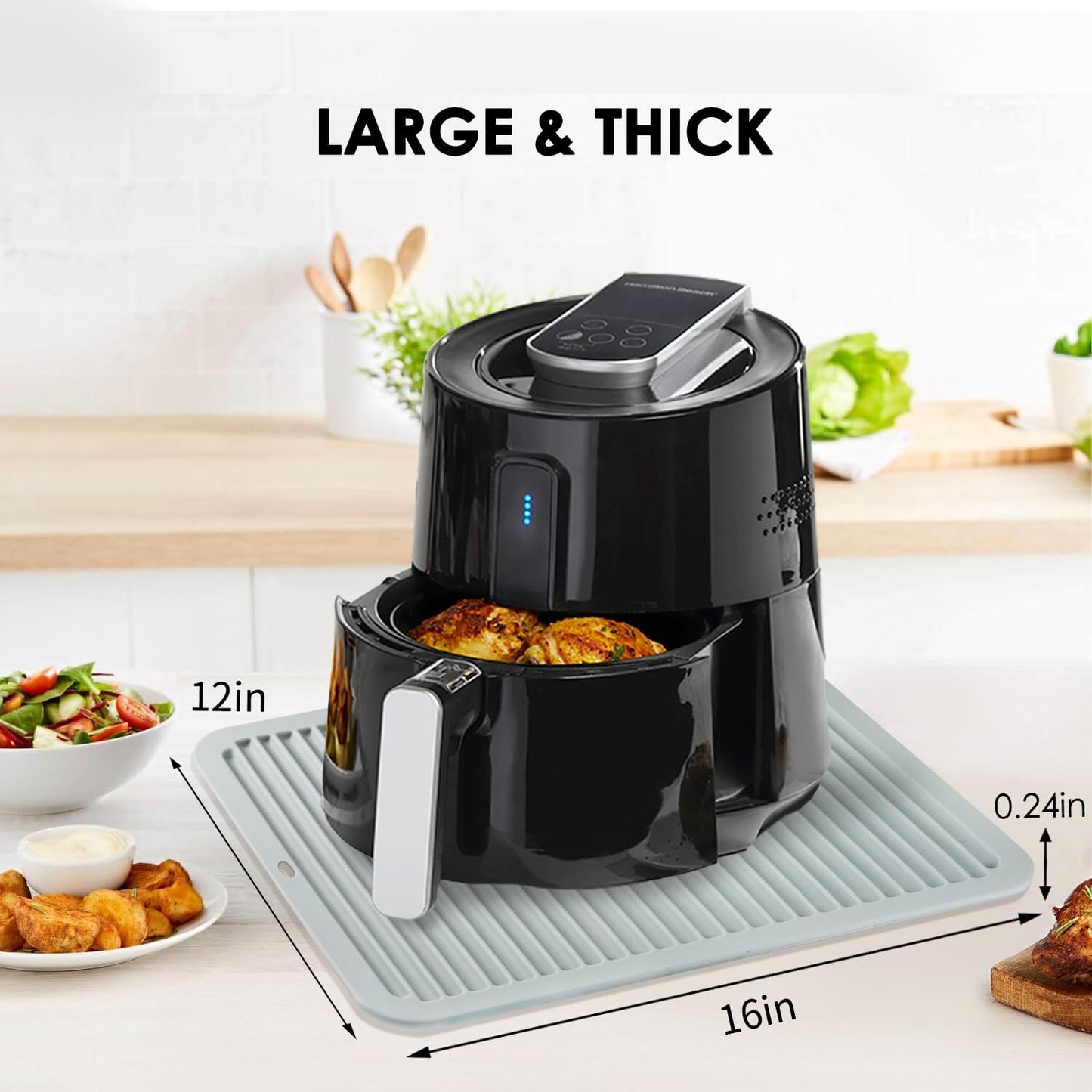 2 Pcs Gray Silicone Trivets 16"x12" Heat Resistant Trivets for Hot Pots and Pans Nonslip and Heat Resistant Hot Pads Silicone Square Trivet Mat Heat Resistant Mats for Countertop