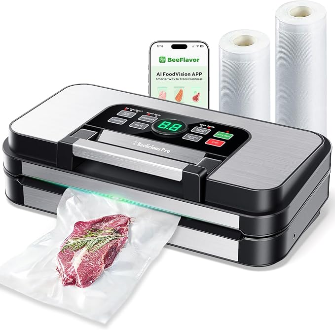 95Kpa Powerful Precision Pro Vacuum Sealer with Double Heat Seal & Double Pump, Easy-Lock Handle, 10-in-1 Vacuum Sealer Machine for Food with Bags Storage, Built-in Cutter, Green