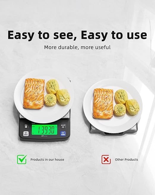 Polit KPT-EVO Digital Food Scale – 0.5g Precise Rechargeable Scale with Stainless Steel Tray, 13lb/6kg Capacity, Ideal for Baking, Coffee Brewing and Diet Tracking