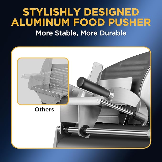 Meat Slicer, Electric Deli Meat Slicer with 8.7" Stainless Steel Blade, Adjustable Thickness Slicer for Home Use, Easy to Clean, Cuts Meat, Bread, Cheese, Black