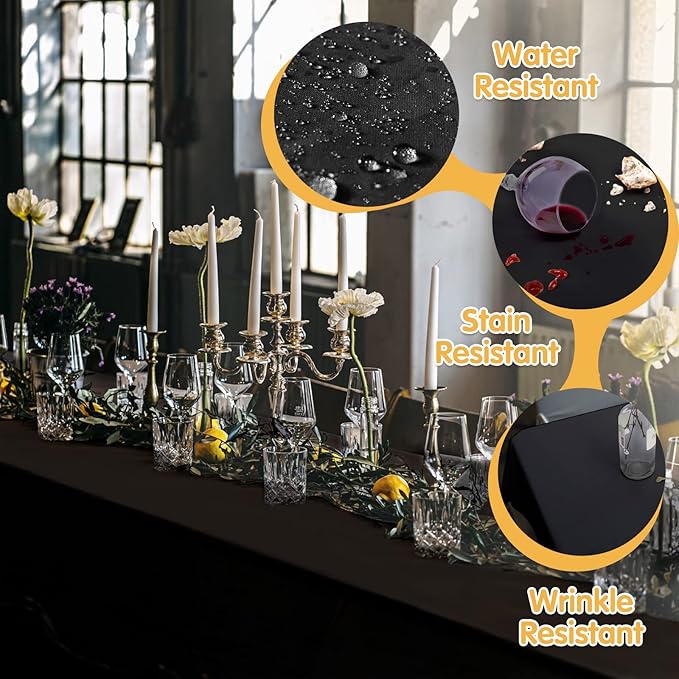 BRILLMAX 4 Pack Black Tablecloths for 6 Foot Rectangle Tables 90 x 132 Inch - 6ft Rectangular Bulk Linen Polyester Fabric Washable Cloth Cover for Wedding Reception Banquet Birthday Party