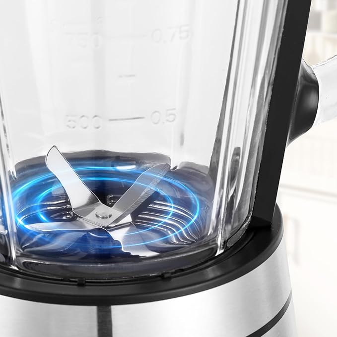 Blender,Blenders for Kitchen,Glass Blender for Shakes and Smoothies,crush ice,51 oz Glass Jar,Simple Speed Dial,6 Stainless Steel Blades, Ice Crusher with Speed Control, Silver.