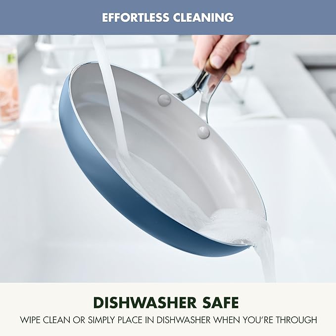 GreenPan Nova 10” Frying Pan Skillet and 4.37QT Sauté Pan with Lid, Oprah’s Favorite Things 2024, PFAS-Free Ceramic Nonstick, Induction Suitable, Sear, Fry, Broil, Dishwasher & Oven Safe, Ocean Blue