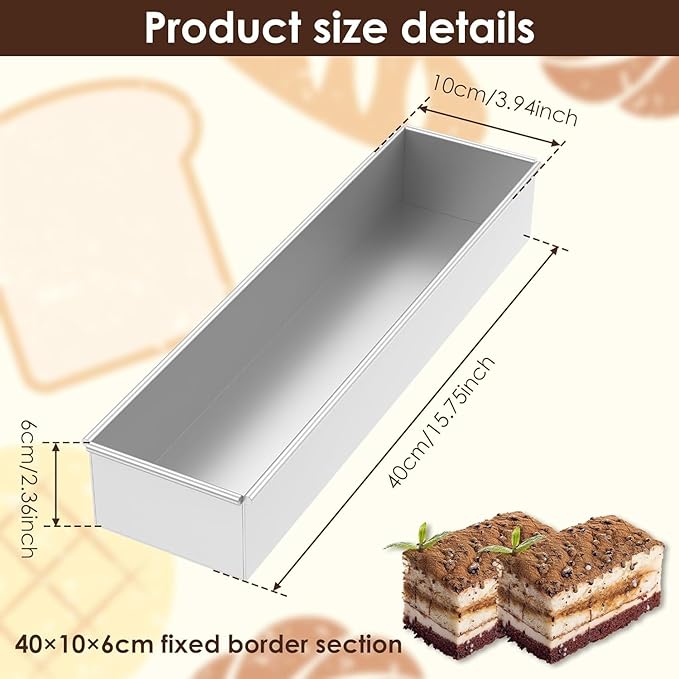 Rectangle Aluminum Tiramisu Pan, Nonstick Tiramisu Pan Cake Baking Tray,Mousse Cake Mold, Luminum Alloy Baking Mold for Tiramisu Cheesecake (Fixed)