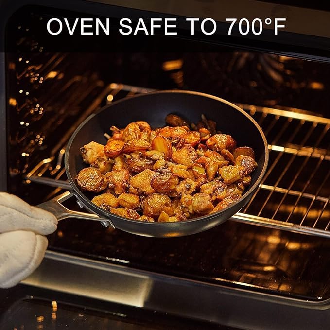 MsMk Non Stick Pans Set 7-Piece, 8, 10, 12 Inch Frying Pans and 12 Inch Induction Wok with Tempered Glass Lids, PRO Heat Distribution, Stay-Cool Handles, Oven Safe 700℉, Compatible with All Cooktops