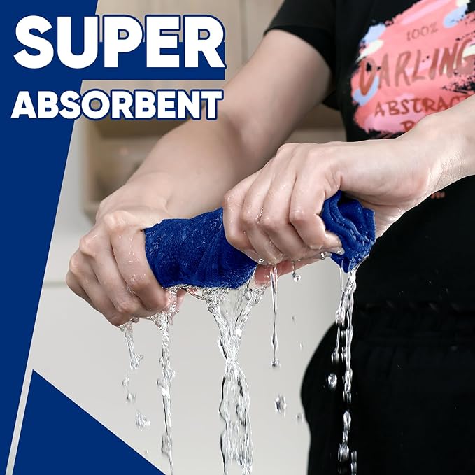 Oven Mitts Kitchen Towels Dishcloths with Pot Holders Sets, Dish Towels Sets, Oven Gloves Pot Pads Heat Resistant 500 Degrees with Non-Slip Silicone Surface for Cooking Baking Grilling-Royal Blue