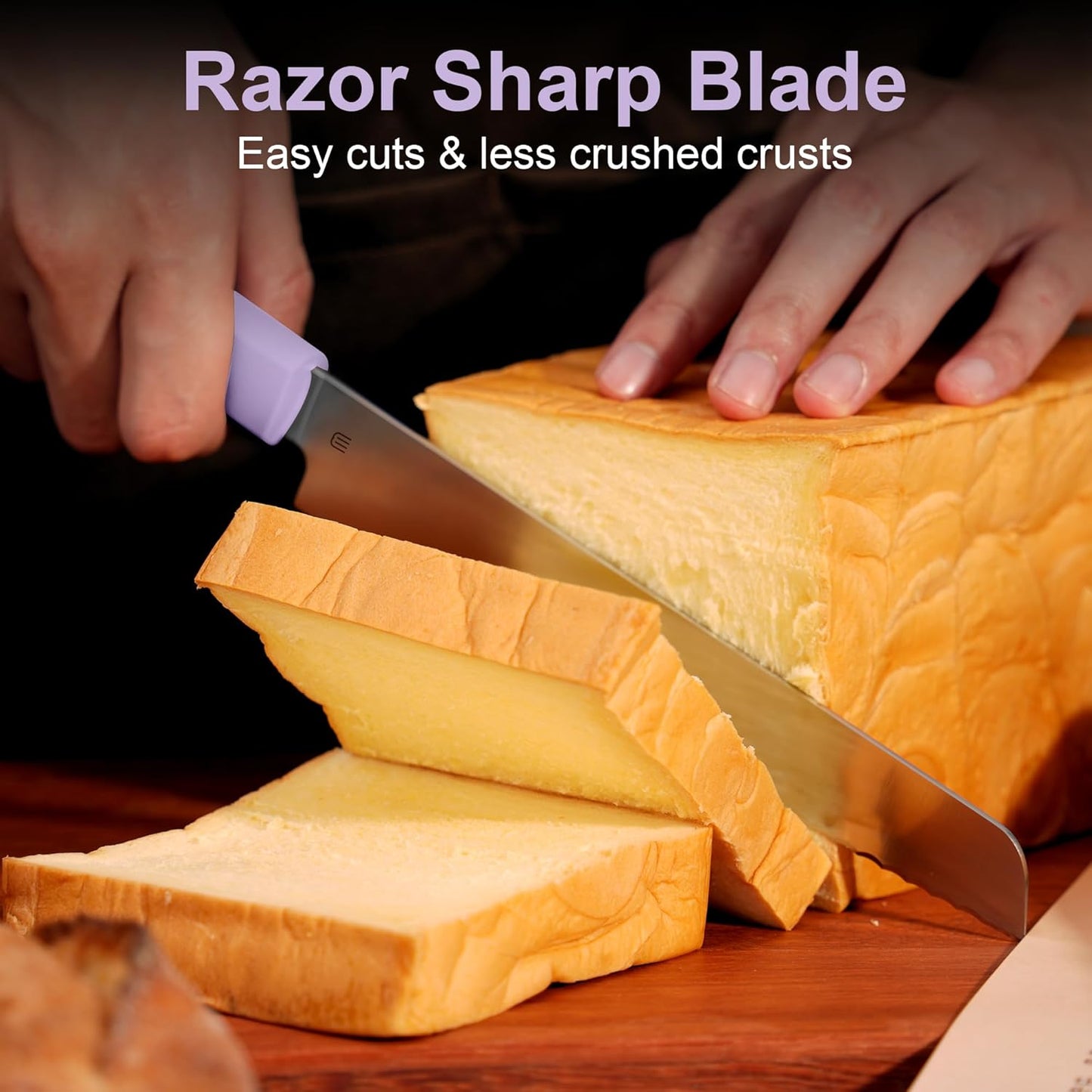 7.5" Serrated Bread Knife for Homemade Bread, Razor Sharp AR-RPM9 Steel & Innovative Wavy Edge, Professional Serrated Knife for Sourdough Bread Cake, Gift Box for Baker Home Chefs