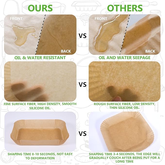 (125PCS) Air Fryer Liners, Disposable for Ninja Dual Air Fryer accessories, Parchment Paper liners rectangle 8.6''*5.5''