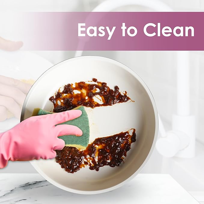 20pcs Ceramic Cookware Set Nonstick, Detachable Handle Pots and Pans Set, Non Toxic,No PFAS & PTFE & PFOA, Dishwasher/Oven Safe, RV Kitchen Set Removable Handle for Cooking, Pink