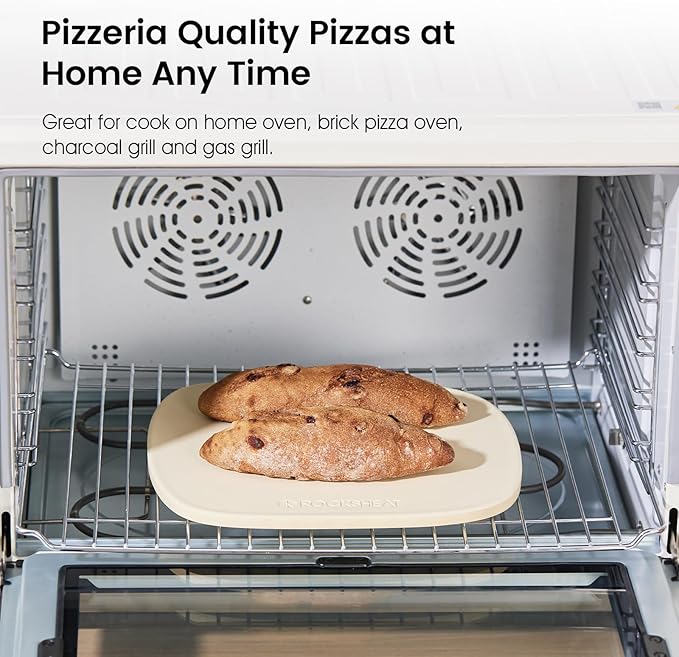 Pizza Stone, 12"x11" Pizza Stones for Oven Grill BBQ, Cordierite Baking Stone for Pizza & Bread & Cookies with Unique Irregular Shape Design