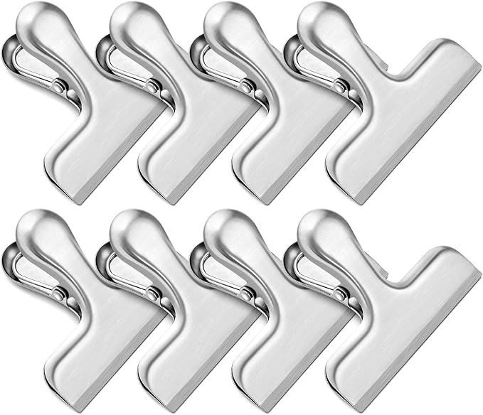 24 Pack 3 Inch Stainless Steel Silver Chip Clips Bag Clips for Food Packages,Large Food Kitchen Clip for Snack,Strong Metal Home&Office Clip for Paper Heavy Duty