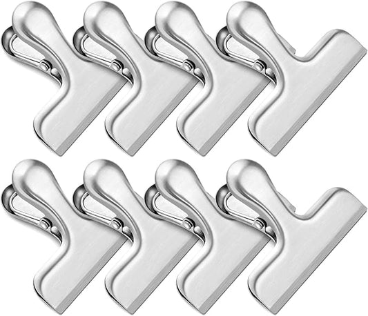 24 Pack 3 Inch Stainless Steel Silver Chip Clips Bag Clips for Food Packages,Large Food Kitchen Clip for Snack,Strong Metal Home&Office Clip for Paper Heavy Duty