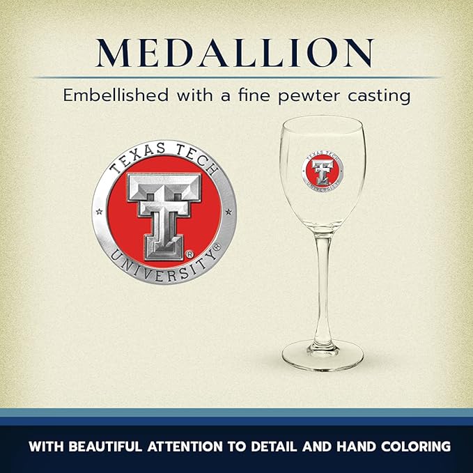 Heritage Pewter Texas Tech Red Raiders Glass Goblets – Set of 2 | 12 OZ Goblet Wine Glasses | Expertly Crafted Pewter Glass