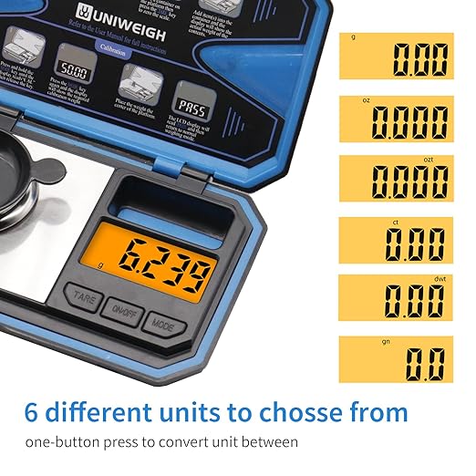 Digital Pocket Scales 50g/0.01g,Digital Gram Scales,Mini Food Scale with Calibration Weight for Food,Powder,Coffee,Coins,Small Items,Jewellry Scale (Battery Included)-Blue