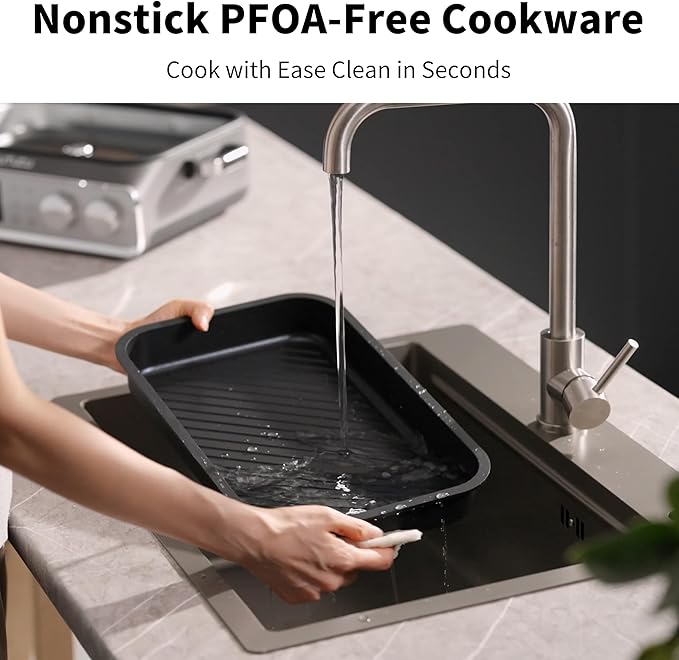 N21NA Pro Slow Cooker 10 Quart, 8-in-1 Programmable PFOA-Free Ceramic Coated Multi-Cooker with Grill Pan, Steaming Plate (Includes Silicone Spoon & Tongs)