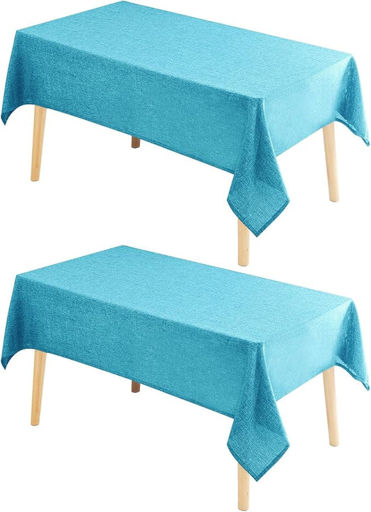 Hiasan 2 Pack Faux Linen Square Tablecloth - Wrinkle and Stain Resistant Washable Table Cloth for Kitchen Dining Room Holiday Table Cover for Party Dinner, Teal, 54 x 54 Inch