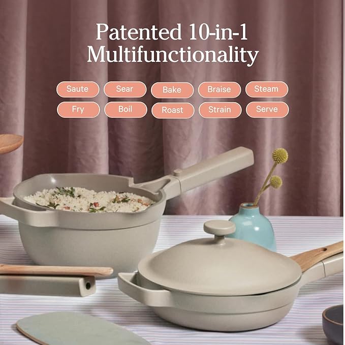 Our Place Mini Home Cook Duo - 8.5" Always Pan & Small Perfect Pot Bundle | Multi-Functional Cookware Set Replaces 18 Pieces | Sage